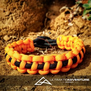 Orange with Black Supporter Band Paracord Survival Bracelet