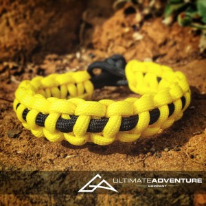 Yellow with Black Supporter Band Paracord Survival Bracelet