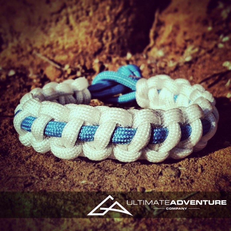 White with Sky Blue Supporter Band Paracord Survival Bracelet