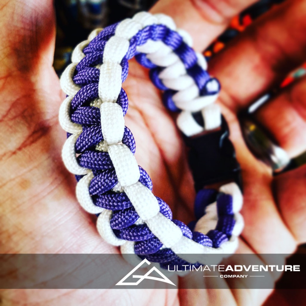 Purple and White Paracord Survival Bracelet