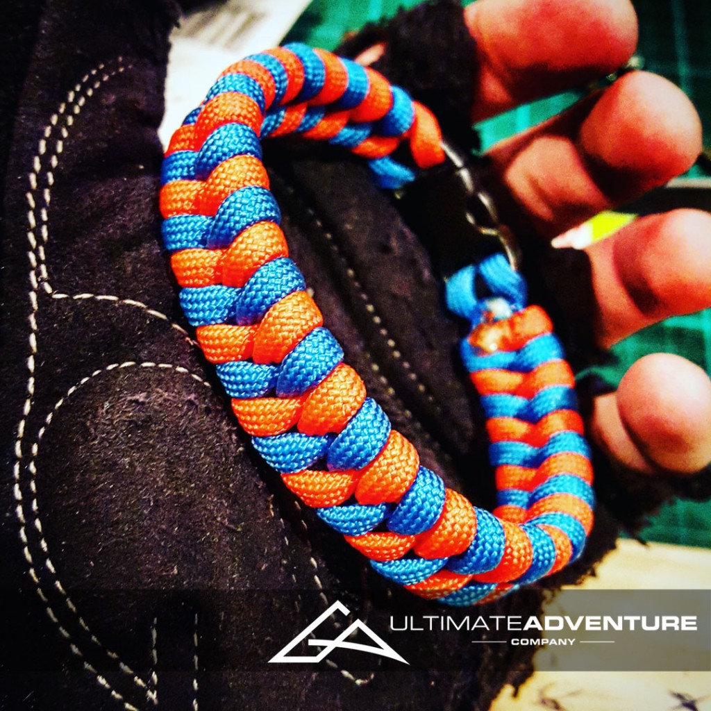 Orange and Sky Blue Switchback Paracord Survival Bracelet