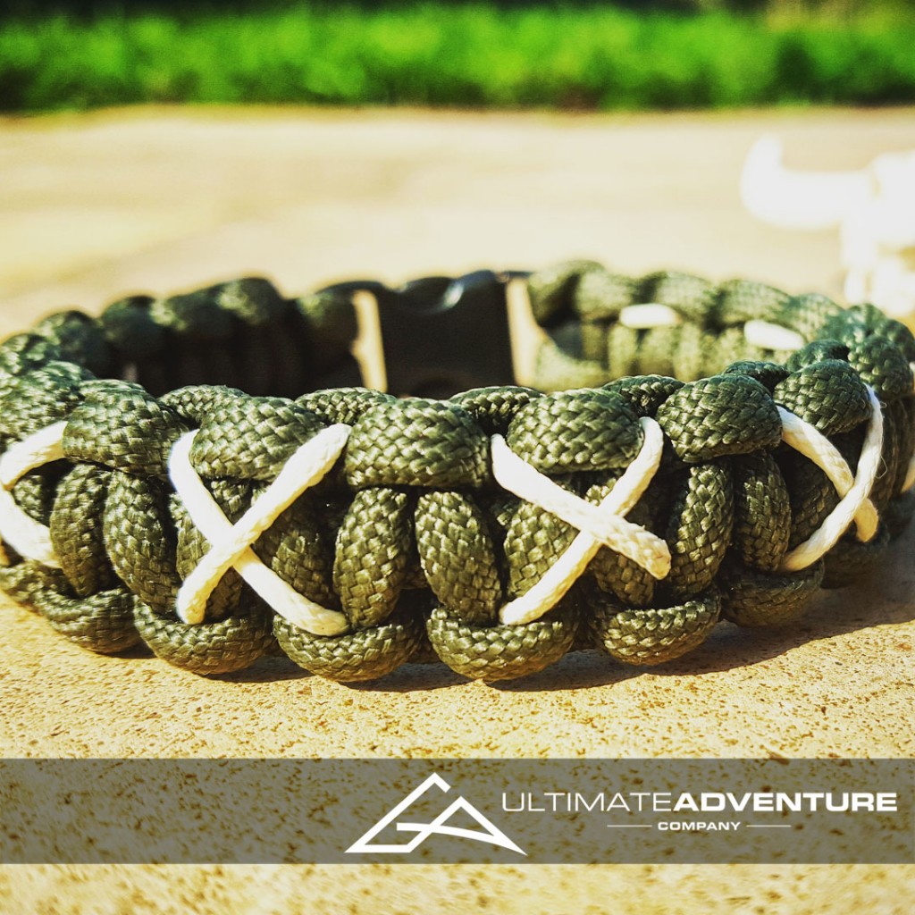 OD Green Paracord Survival Bracelet with X Thread