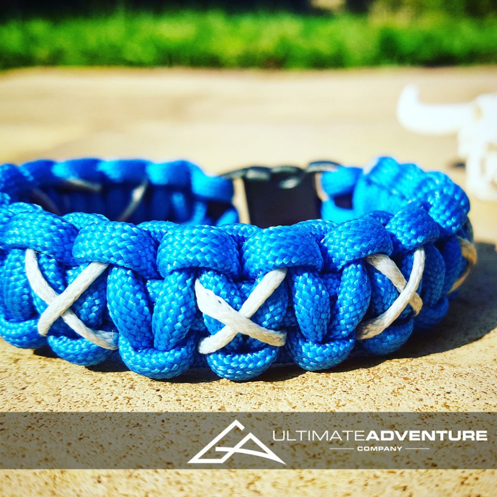 Sky Blue Cobra Paracord Survival Bracelet with X-Thread