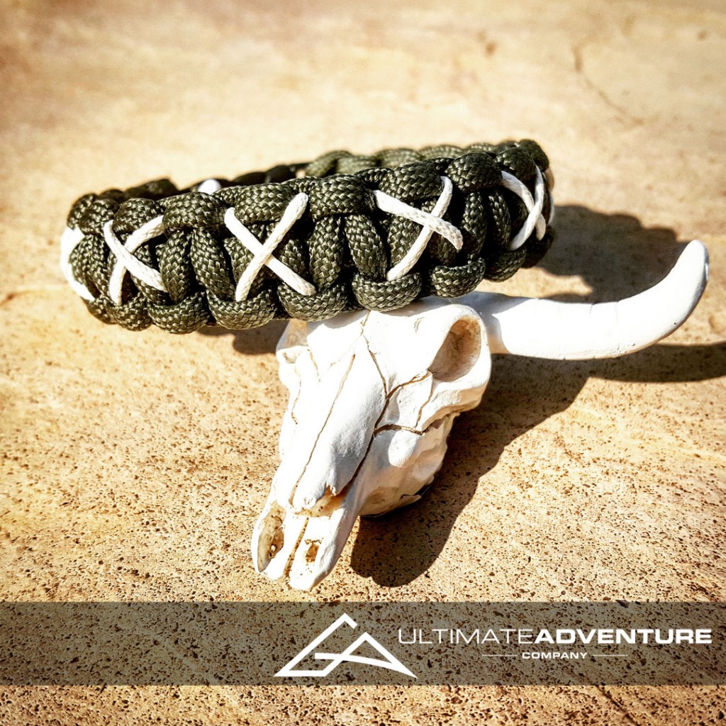 OD Green Paracord Survival Bracelet with X Thread