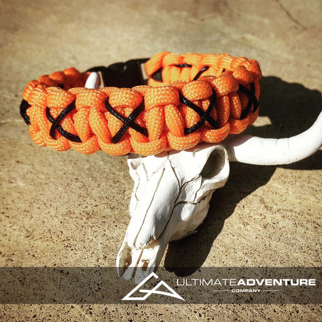 Neon Orange Paracord Survival Bracelet with X Thread