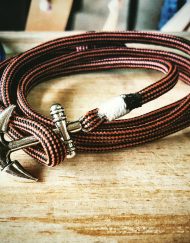 Black and Red Stripe Paracord Anchor Bracelet Nautical EDC Every Day Carry, Anklet