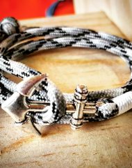 Black and White Camo Paracord Anchor Bracelet Nautical EDC Every Day Carry, Anklet