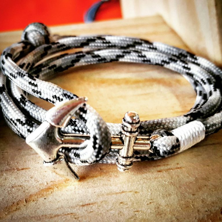 Black and White Camo Paracord Anchor Bracelet Nautical EDC Every Day Carry, Anklet