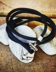 Black Paracord Anchor Bracelet Nautical EDC Every Day Carry, Anklet