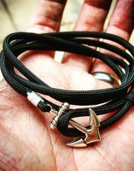Black Paracord Anchor Bracelet Nautical EDC Every Day Carry, Anklet