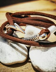 Brown Paracord Fishhook Bracelet Nautical EDC Every Day Carry, Anklet