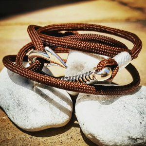 Brown Paracord Fishhook Bracelet Nautical EDC Every Day Carry, Anklet