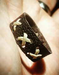Brown X-Thread Mens Leather Ring, Accessories, Groomsman Gift