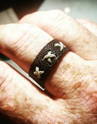 Brown X-Thread Mens Leather Ring, Accessories, Groomsman Gift