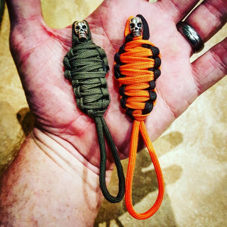 DOUBLE SET King Tut Paracord Keychain Mummy with Skull, Paracord Zipper Pull, EDC Gear