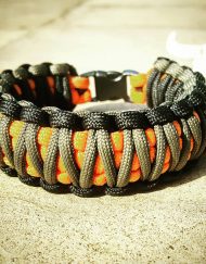 EDC Gear, Black Gray Orange King Cobra Paracord Bracelet, Hunting Fashion