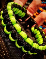 EDC Gear, Black Neon Green Cobra Paracord Bracelet, Hunting Fashion