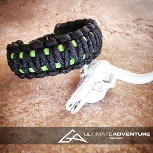 EDC Gear, Black & Neon Green King Cobra Paracord Bracelet, Hunting Fashion