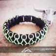 EDC Gear, Black Paracord Bracelet with Neon Green Thread, Hunting Fashion