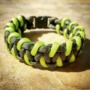 EDC Gear, OD Green & Neon Green Paracord Bracelet, Hunting Fashion