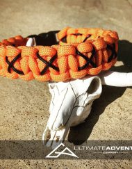 EDC Gear, Orange Paracord Bracelet with Black X Thread, Hunting Fashion