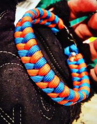 EDC Gear, Sky Blue and Neon Orange Fishtail Paracord Bracelet, Fathers Day Gift
