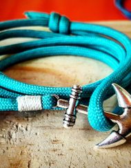 Jade Teal Paracord Anchor Bracelet Nautical EDC Every Day Carry, Anklet