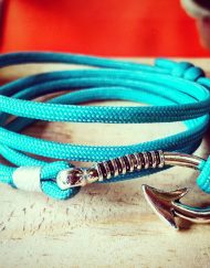 Jade Teal Paracord Fishhook Bracelet Nautical EDC Every Day Carry, Anklet