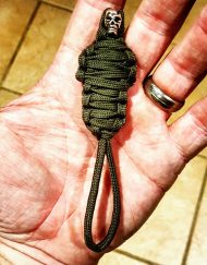 OD Green King Tut Paracord Keychain Mummy with Skull, Paracord Zipper Pull, EDC Gear