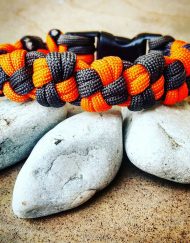 Paracord, EDC Gear, Gray Orange Cross Knot Paracord Bracelet