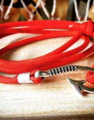 Red Paracord Fishhook Bracelet Nautical EDC Every Day Carry, Anklet