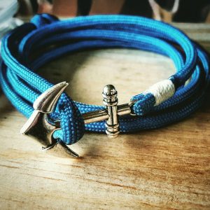 Sky Blue Paracord Anchor Bracelet Nautical EDC Every Day Carry, Anklet
