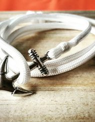 White Paracord Anchor Bracelet Nautical EDC Every Day Carry, Anklet